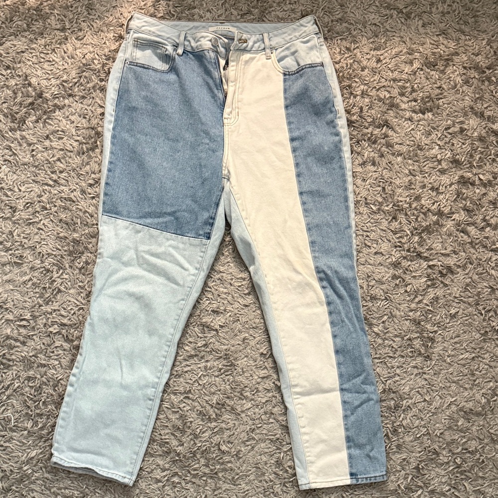 PacSun Blue and Cream Boyfriend Jeans
